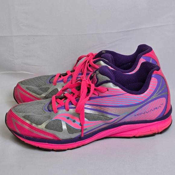 Saucony Kinvara 4 Running Shoes, Pink/Gray/Purple, Women's 6M, Fair/Good Used - Picture 3 of 16